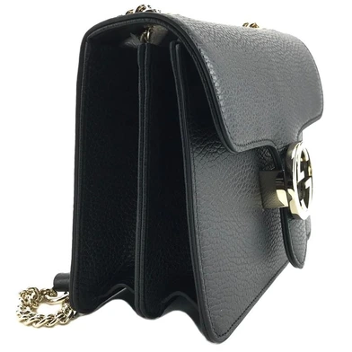 Gucci Interlocking leather bag with chain black thumbnail 6